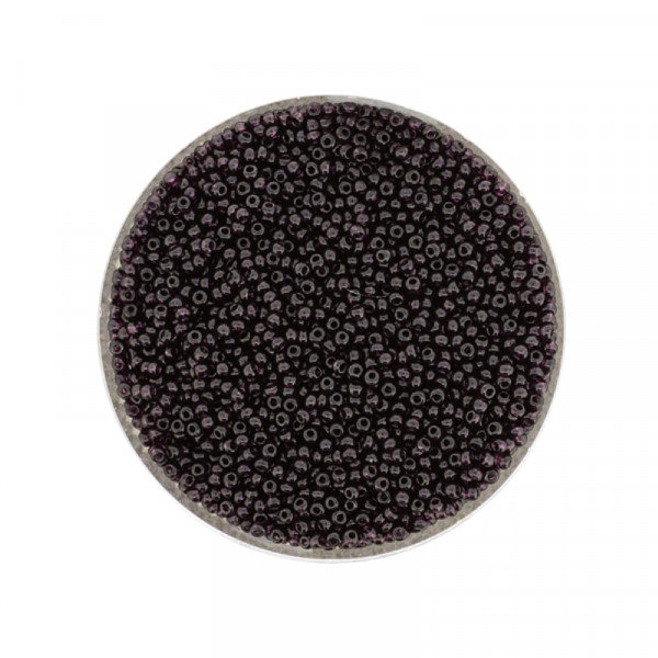 Mini-Rocailles, transparent glänzend, 1,0mm, 10gr.Ds., dkl.lila
