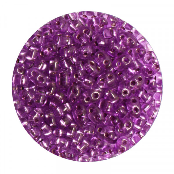 Twin Beads, 2-loch Glasperlen, 2,5 x 5 mm, 12gr. Dose, lila