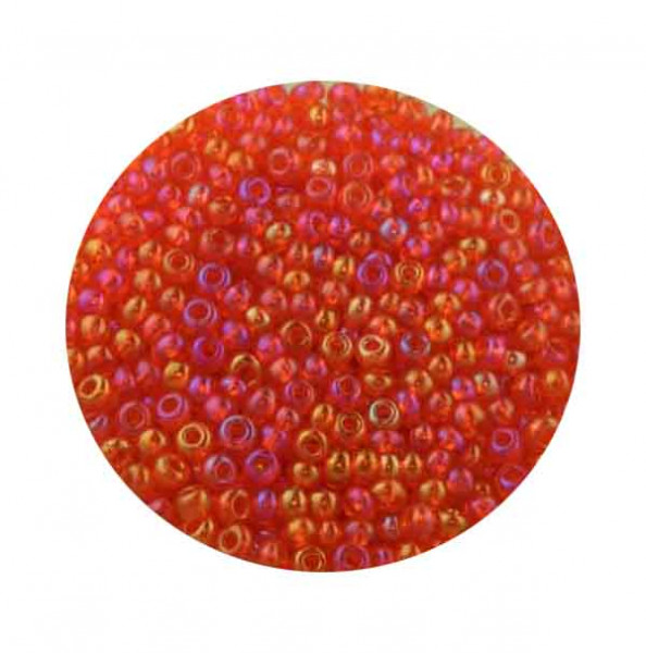 Rocailles, Rainbow AB-Effekt, 2,6mm, 17gr. Dose, orange