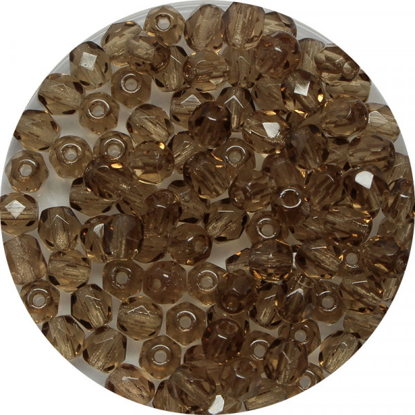 Glasschliffperlen, feuerpoliert, 4 mm, transp. braun