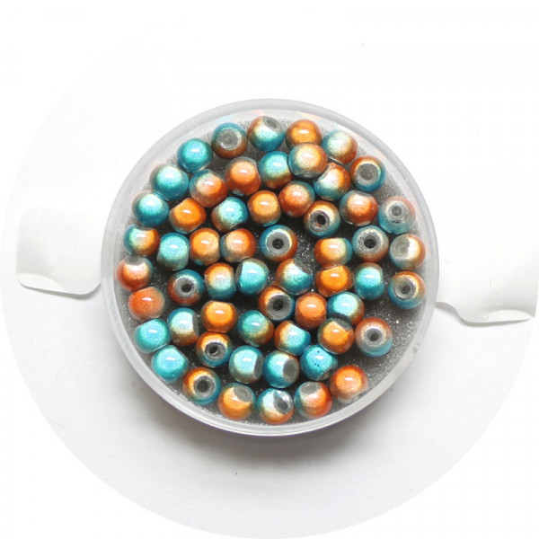 Miracle-Beads Glasperlen, 50 Stck., 4mm, orange-türkis