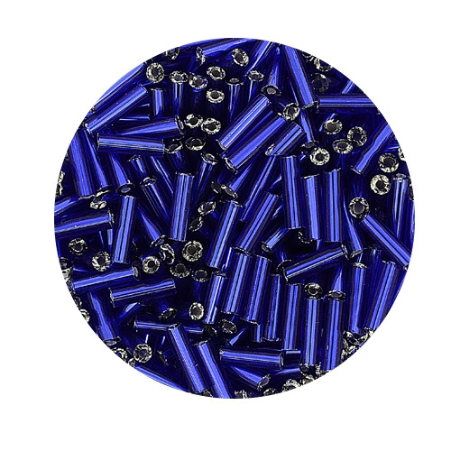 Glasstifte aus China, 17gr. Dose, 6mm, blau silbereinzug