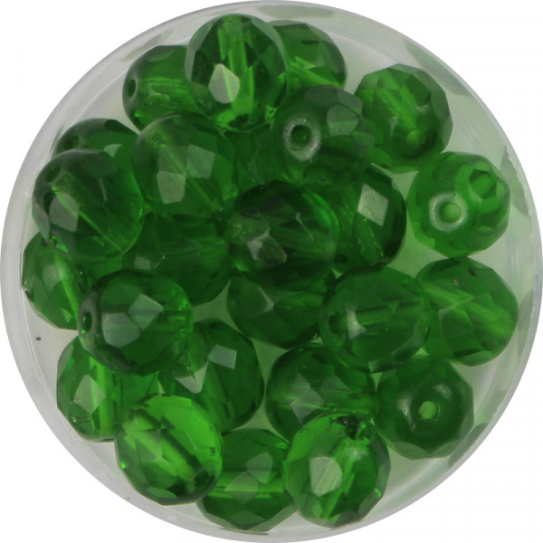 Glasschliffperlen, feuerpoliert, 8 mm, transp. hellgrün