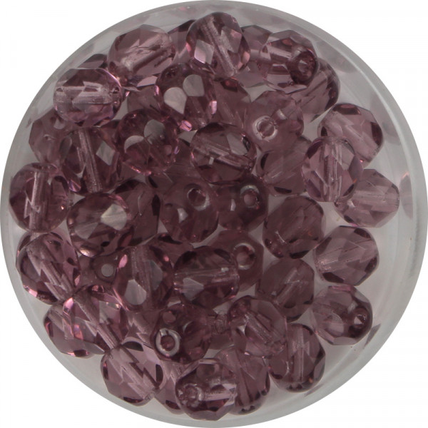 Glasschliffperlen, feuerpoliert, 6 mm, transp. amethyst