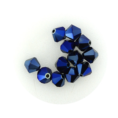 Swarovski Doppelkegel, 6 mm, 12 Stück,crystal metal blue 2x