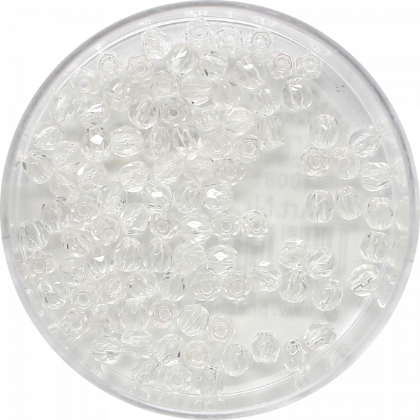 Glasschliffperlen Feuerpoliert, 3 mm, transp. kristall