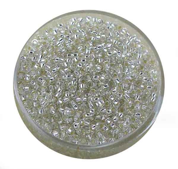 Rocailles, Silbereinzug, 2,0 mm, 17gr. Dose, kristall