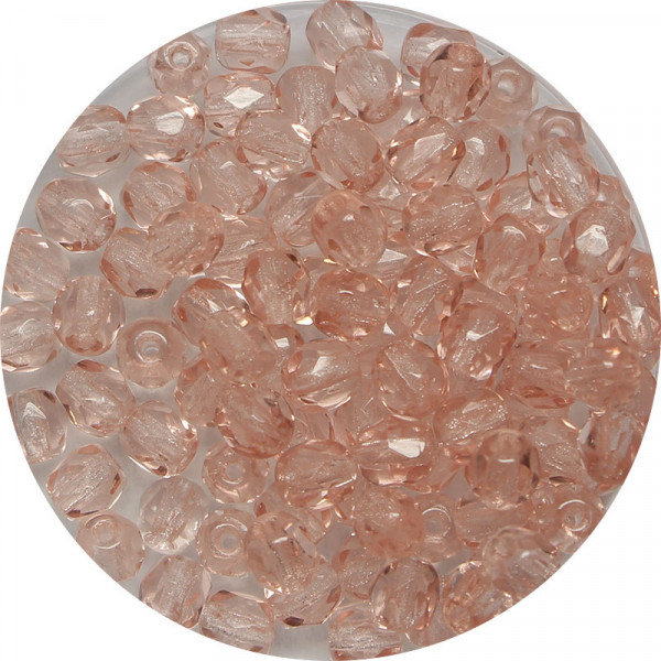 Glasschliffperlen, feuerpoliert, 4 mm, transp. rosalin
