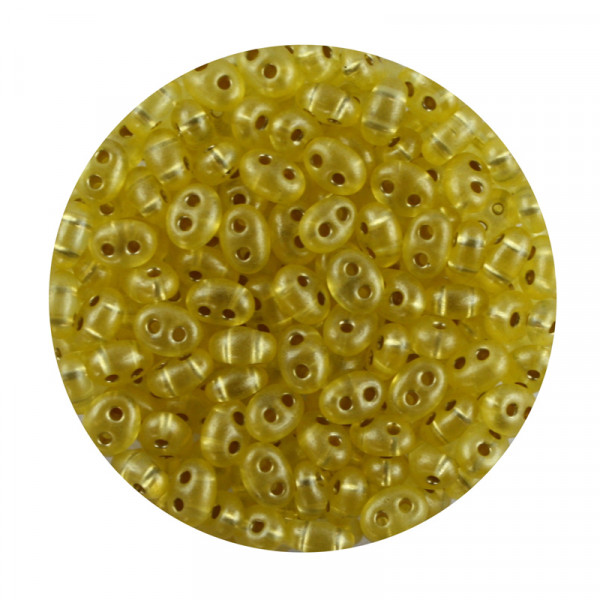 Twin Beads, 2-loch Glasperlen, 2,5 x 5 mm, 12gr. Dose, gelb