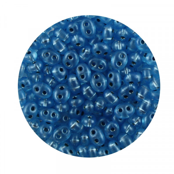Twin Beads, 2-loch Glasperlen, 2,5 x 5 mm, 12gr. Dose, safir