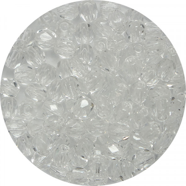 Glasschliffperlen, feuerpoliert, 4 mm, transp. kristall