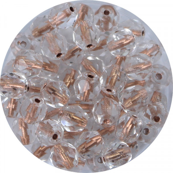 Glasschliffperlen, feuerpoliert, 6 mm, transp. kristall kupferei
