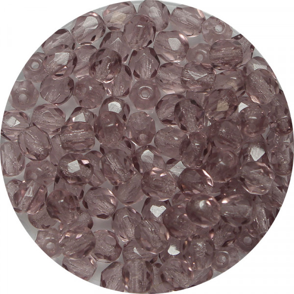 Glasschliffperlen, feuerpoliert, 4 mm, transp. amethyst