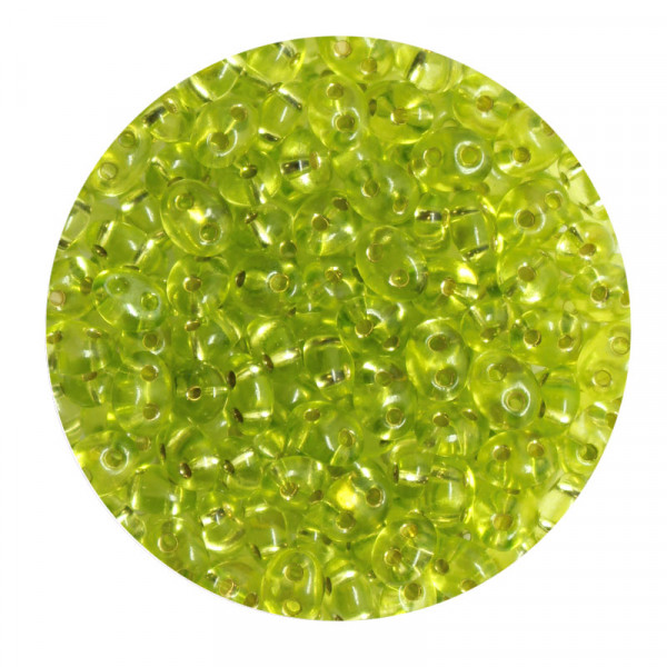 Twin Beads, 2-loch Glasperlen, 2,5 x 5 mm, 12gr. Dose, olivine