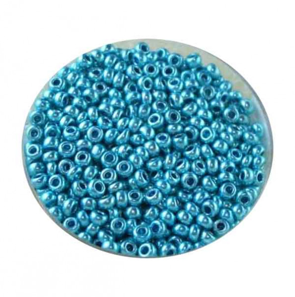 Metallicrocailles, glänzend, 2,6mm, 17gr. Dose, blau