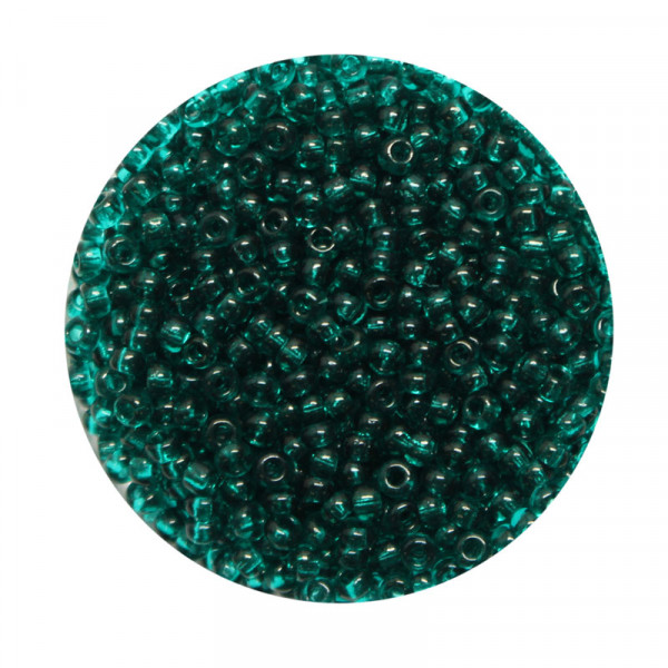 Rocailles, transparent glänzend, 2,6mm, 17gr. Dose, grün
