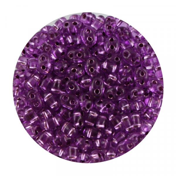 Twin Beads, 2-loch Glasperlen, 2,5 x 5 mm, 12gr. Dose, violett