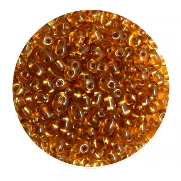 Twin Beads, 2-loch Glasperlen, 2,5 x 5 mm, 12gr. Dose, braun