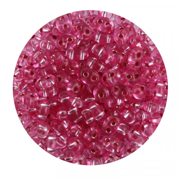 Twin Beads, 2-loch Glasperlen, 2,5 x 5 mm, 12gr. Dose, pink