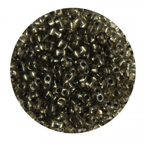 Twin Beads, 2-loch Glasperlen, 2,5 x 5 mm, 12gr. Dose, anthrazit