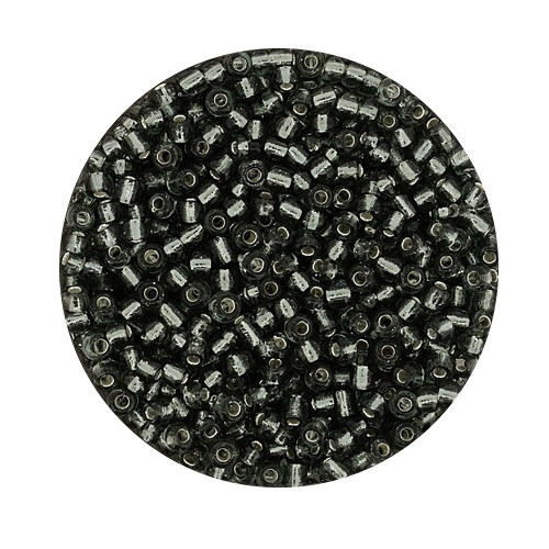 Rocailles aus China, 17gr. Dose, 2,6mm,grau silbereinzug