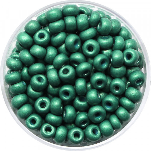Metallicrocailles, glänzend, 4,5mm, 15g Dose, grün