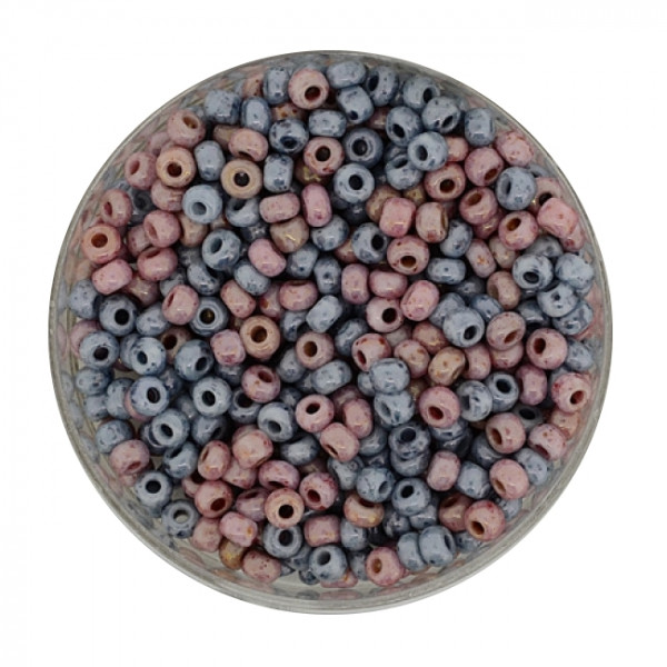 Rocailles, Marmor, 3,5mm, 10gr. Dose, rosa/grau mix