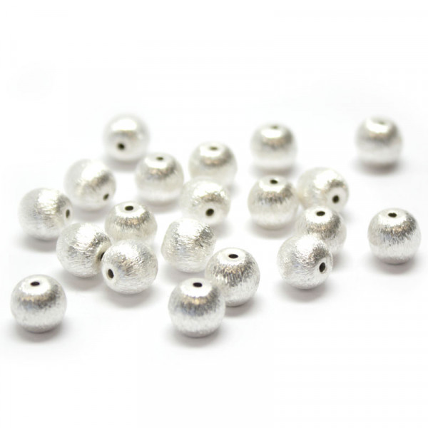 Wisilva Perlen, Kugeln, versilbert, gebürstet, 8 mm, 50 Stück