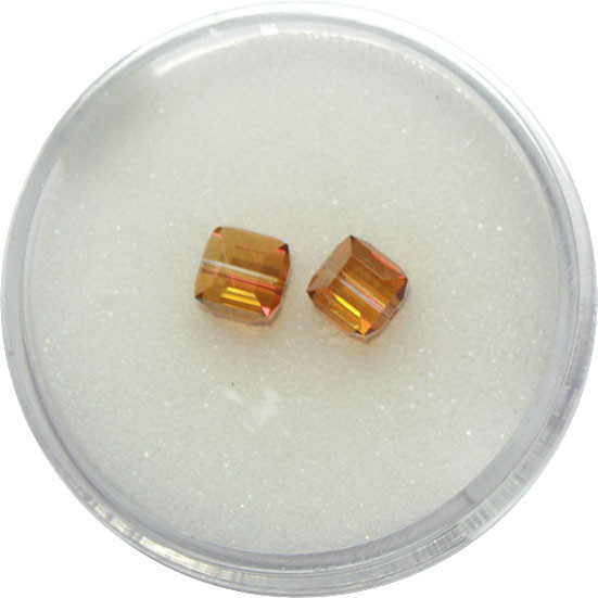 Swarovski Würfel, quer gestochen, 6mm, 2 St.,crystal copper