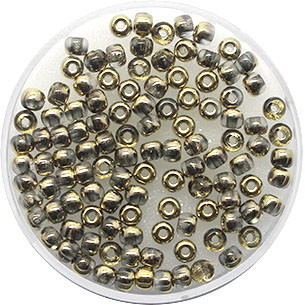 Rocailles Deluxes, 3,0mm, 4 gr. Dose, kristall goldfarben