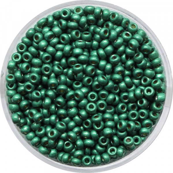 Metallicrocailles, glänzend, 2,6mm, 15g Dose, grün