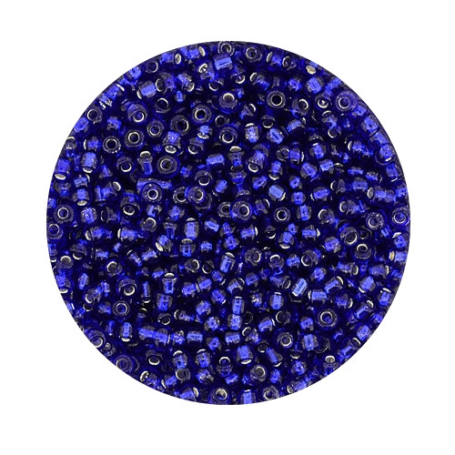 Rocailles aus China, 17gr. Dose, 2,6mm,dunkelblau silbereinzug
