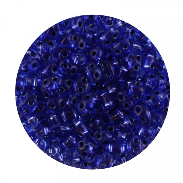 Twin Beads, 2-loch Glasperlen, 2,5 x 5 mm, 12gr. Dose, blau