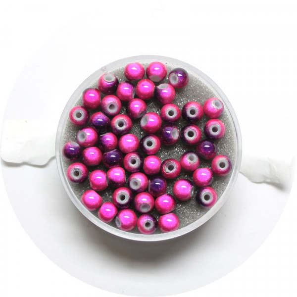 Miracle-Beads Glasperlen, 50 Stck., 4mm, rosa-schwarz